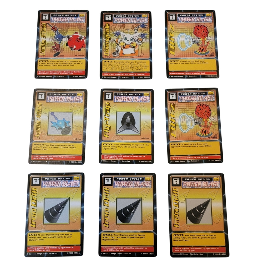 (9) 1999 Bandai DIGIMON Power Blast Trading Card Lot